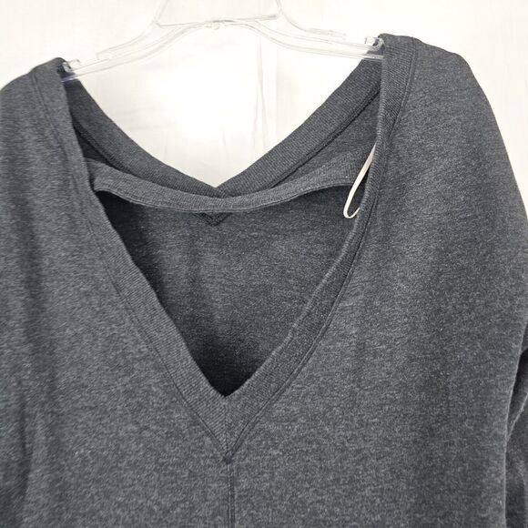 Calia Gray Effortless V-neck V-back Cutout 3/4 Sleeve Top Womens Size Small - Picture 4 of 7